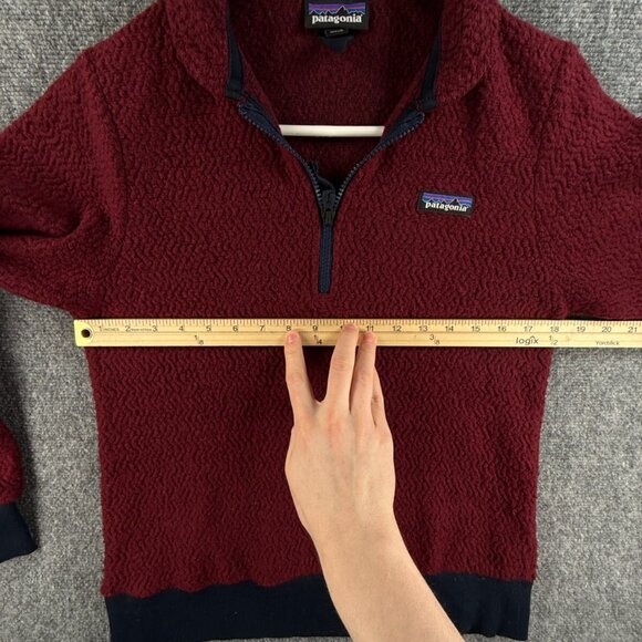 Patagonia Wool Polyester Blend Fleece Jacket Small Red 1/4 Zip Logo Woolyester - Picture 6 of 14